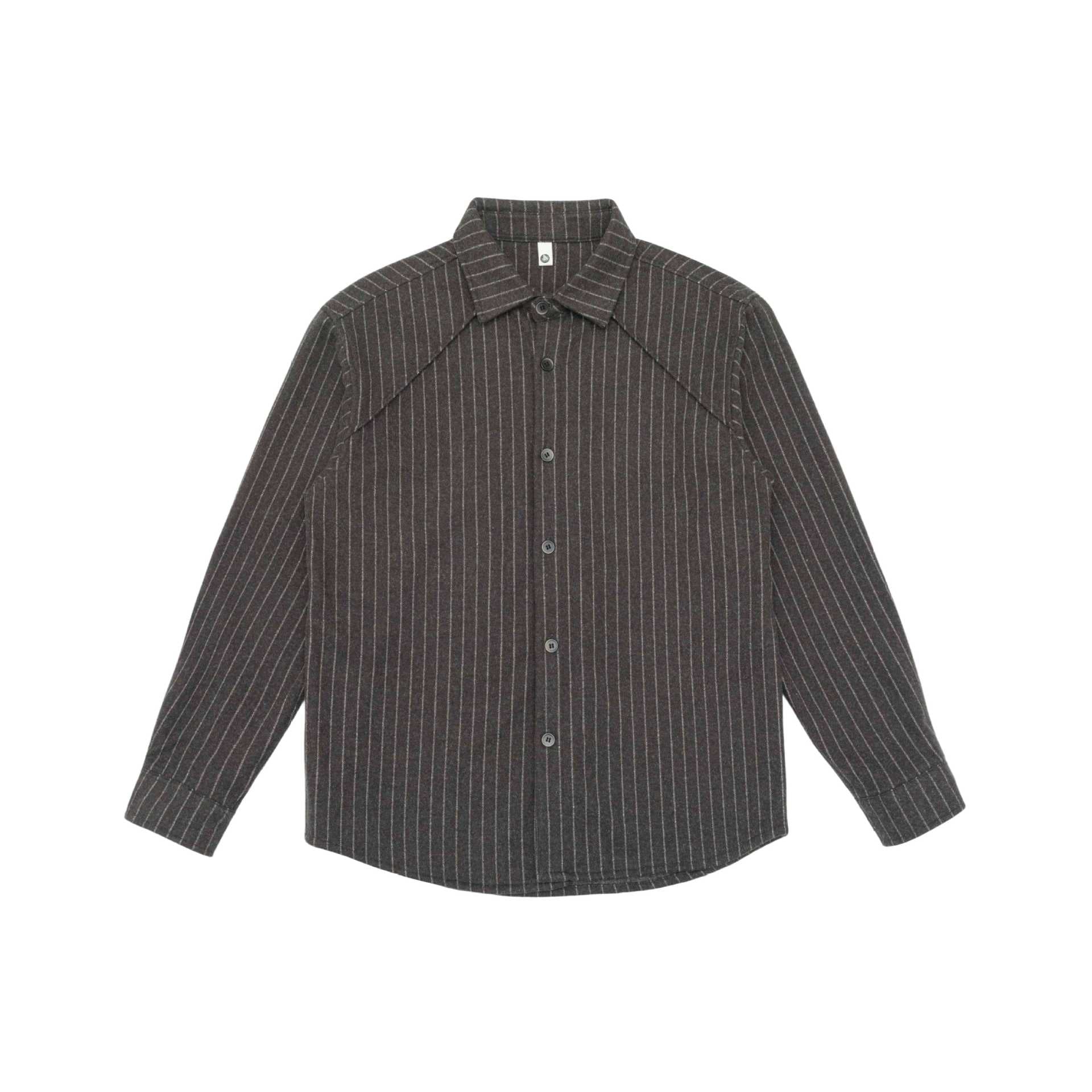 Women Oversize Shirt Jacket with Distinctive Shoulder Yoke and Pinstripes Chichicherry