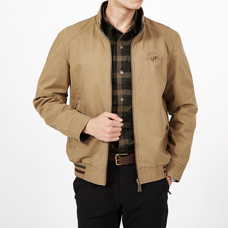 Men's lightweight canvas transition jacket with quilted shoulder yoke and zipper Chichicherry