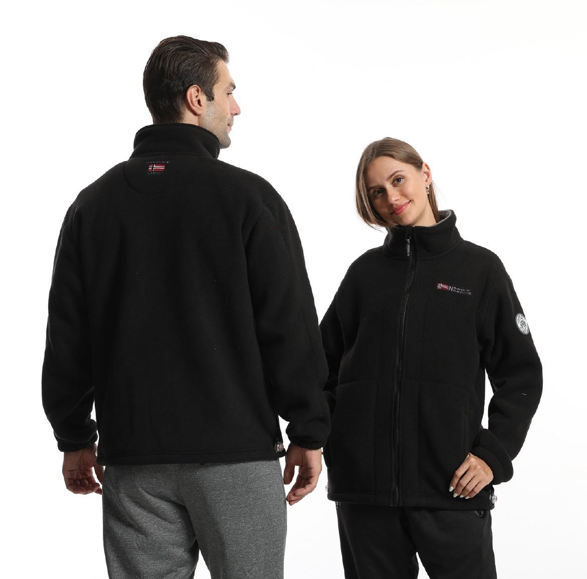 Men's fleece jacket with stand-up collar, full-length zipper, and insert pockets Chichicherry