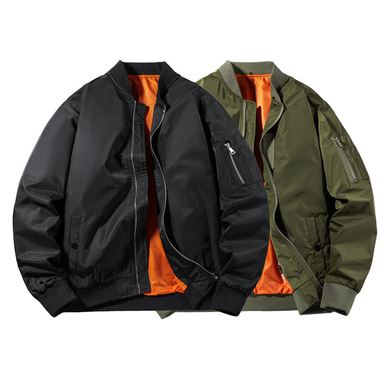 Men's Pilot Bomber Jacket in classic aviator style made of technical nylon with contrasting inner lining, sleeve pocket, and ribbed cuffs Chichicherry