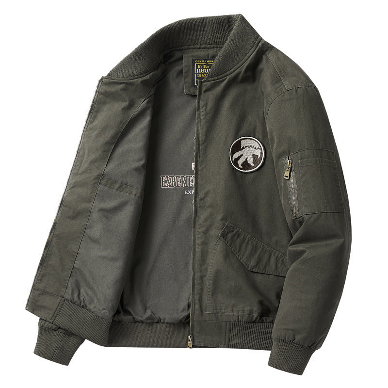Men's lightweight cotton bomber with inner print, sleeve zippered pocket and ribbed hem Chichicherry
