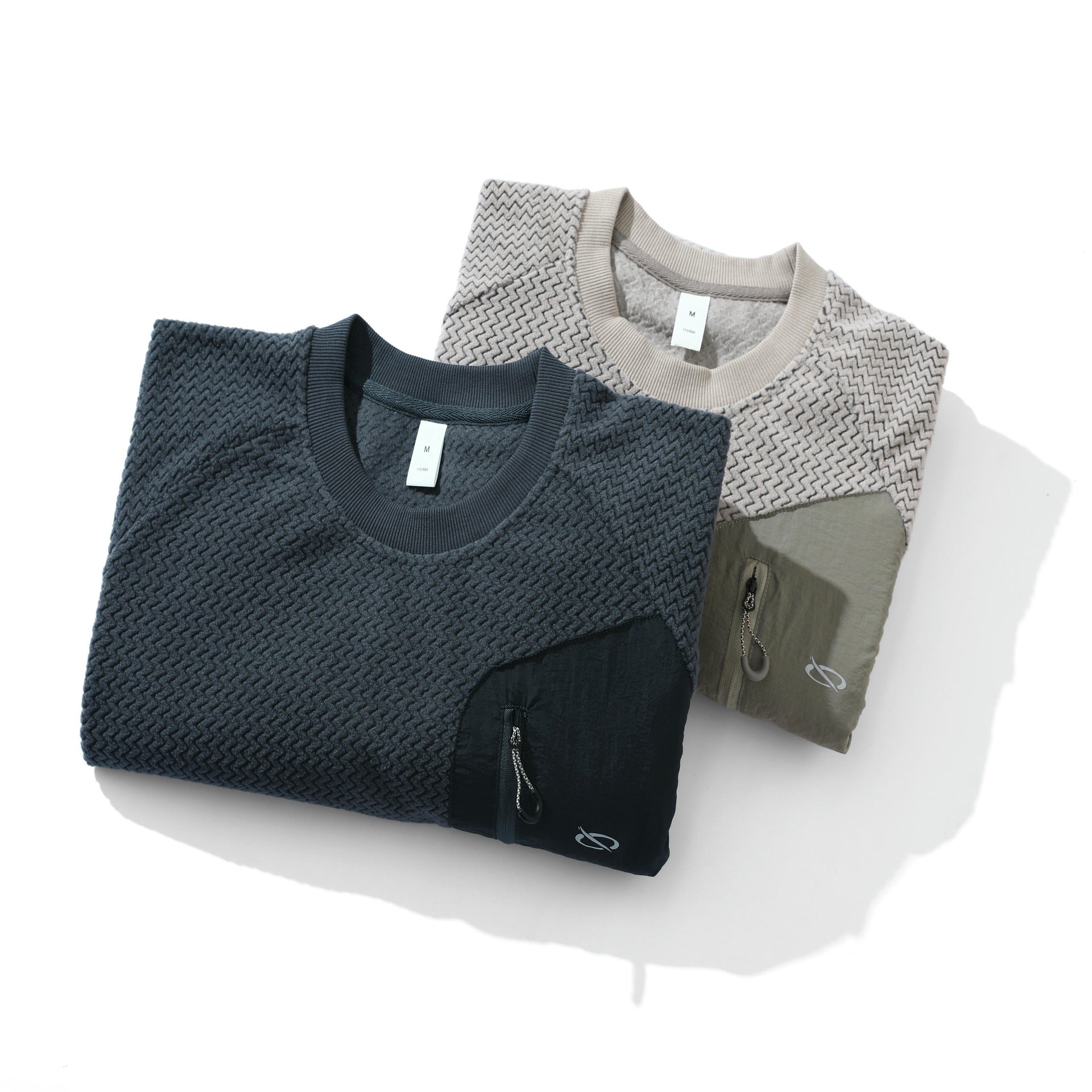 Unisex Textured Waffle Sweatshirt with Chest Zip Pocket Chichicherry