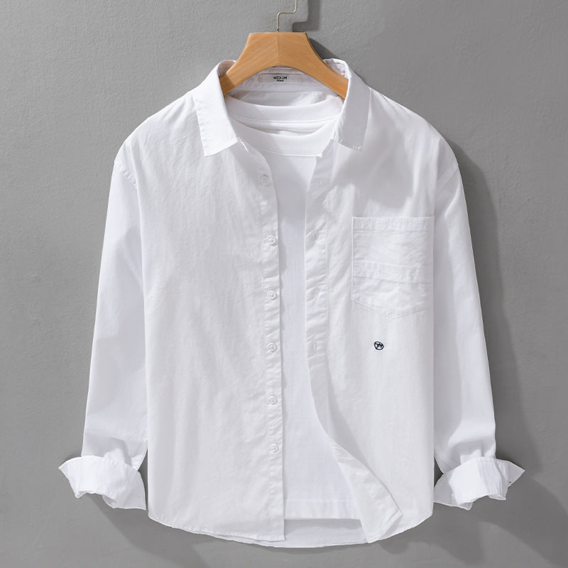 Men's Lightweight Cotton Overshirt in Shirt Jacket Style with Kent Collar, Patch Chest Pocket and Relaxed Fit Chichicherry
