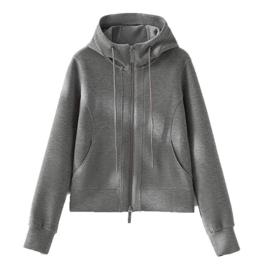 Women's Short Hoodie Jacket made of Sweat with full Two-way Zip and fitted Cut Chichicherry