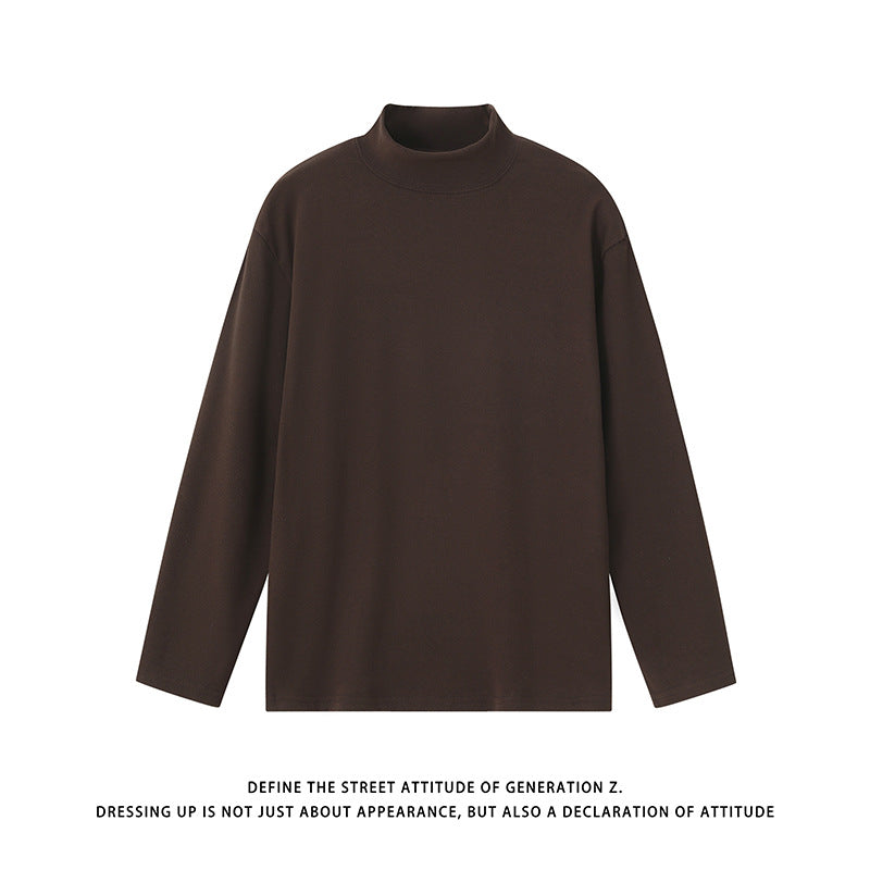 Unisex Minimalist Fine Knit Mock Neck Sweater in Oversized Relaxed Fit Chichicherry