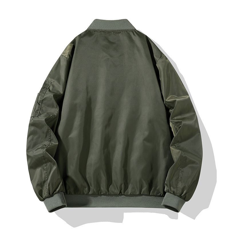 Men's Pilot Bomber Jacket in Military Look with Contrasting Lining, Arm Pocket and Ribbed Cuffs Chichicherry