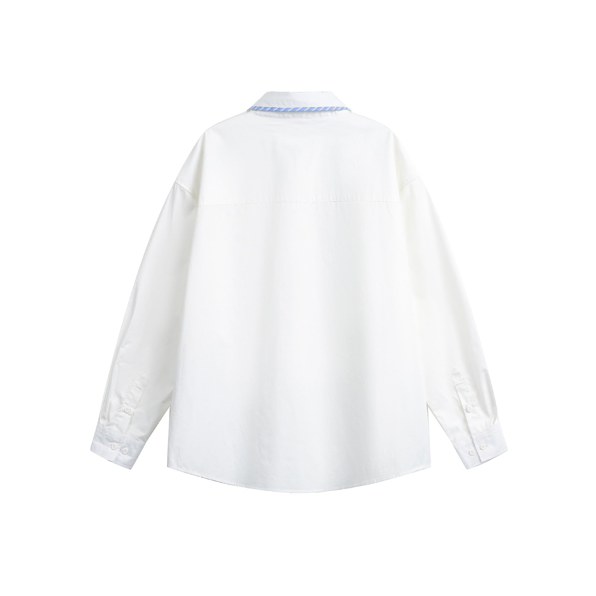 Unisex Oversized Shirt Jacket with striped piping at the collar and continuous button placket Chichicherry