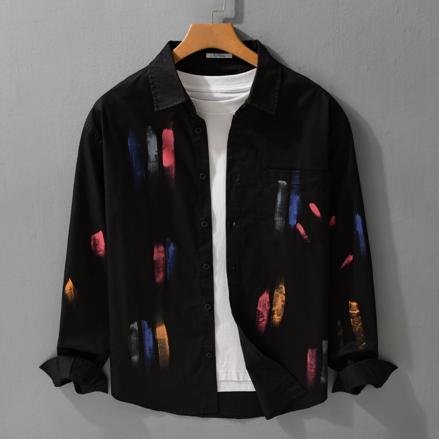 Unisex Printed Cotton Overshirt in Artist Print with Chest Pocket Chichicherry