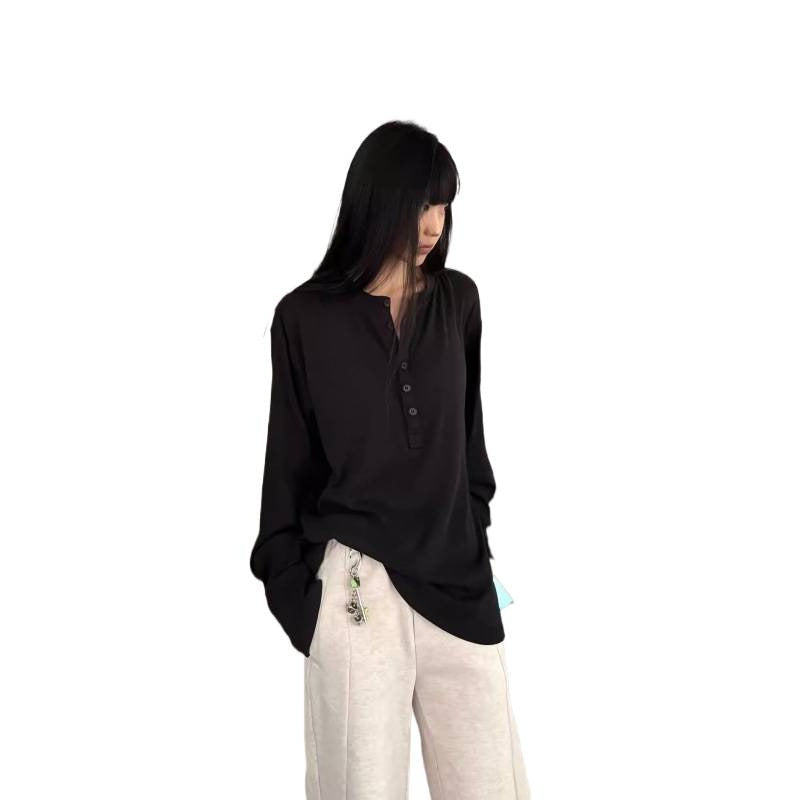Herren Leichtes Henley-Longsleeve aus Feinrippen‑Jersey mit Knopfleiste und Regular‑Fit Chichicherry