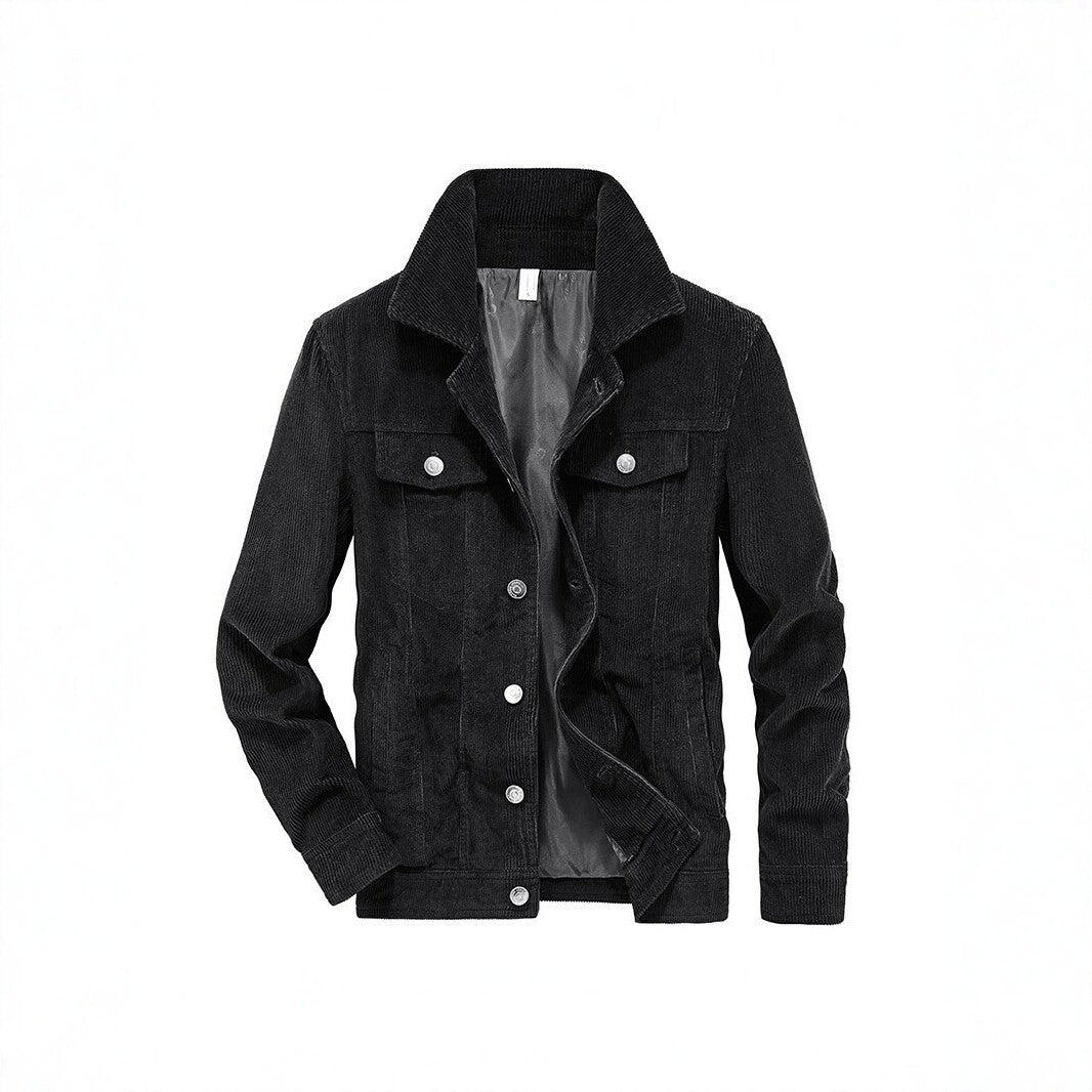 Men's cord jacket made of fine corduroy with shirt collar, chest pockets, and quilted inner lining Chichicherry