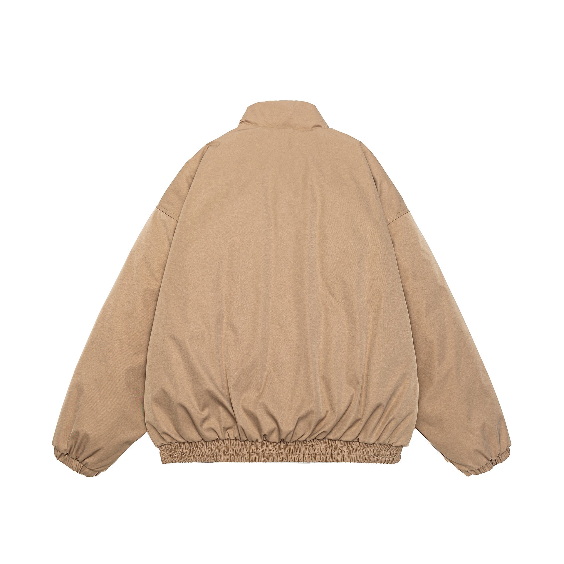 Men's Cropped Boxy Quilted Jacket with High Stand Collar, Elastic Hem and Flap Pockets Chichicherry