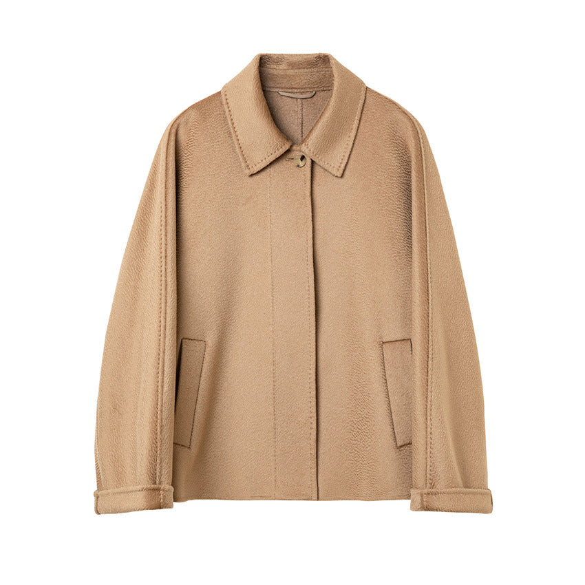 Women's teddy jacket with shirt collar and concealed button placket Chichicherry