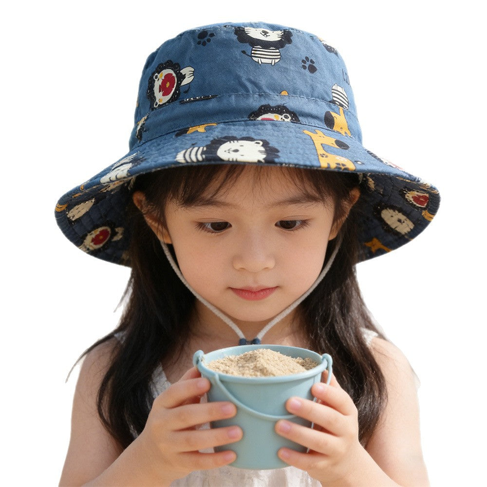 Unisex nan children's sun hat with adjustable chin strap, wide brim and imaginative unicorn print Chichicherry