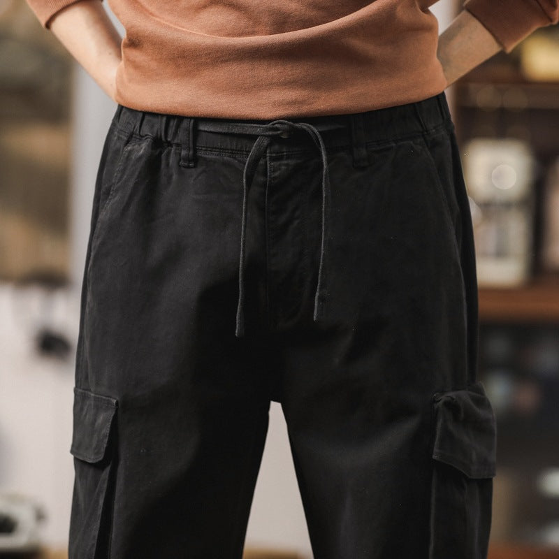 Men's Robust Cargo Jogging Pants with Multifunctional Pockets Drawstring Elastic Cuffs Chichicherry