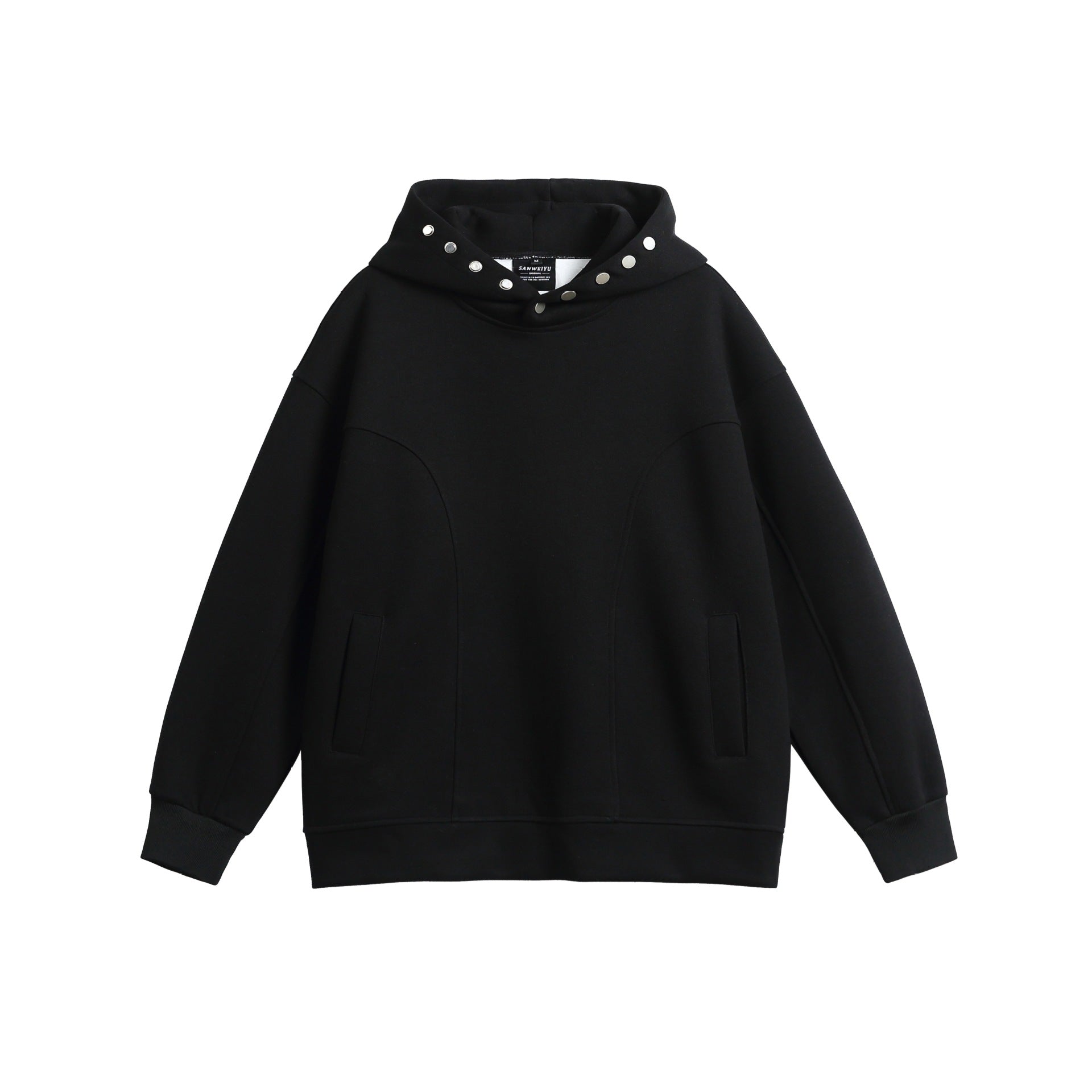 Unisex Oversize Hoodie with Snap Funnel and Seams Chichicherry