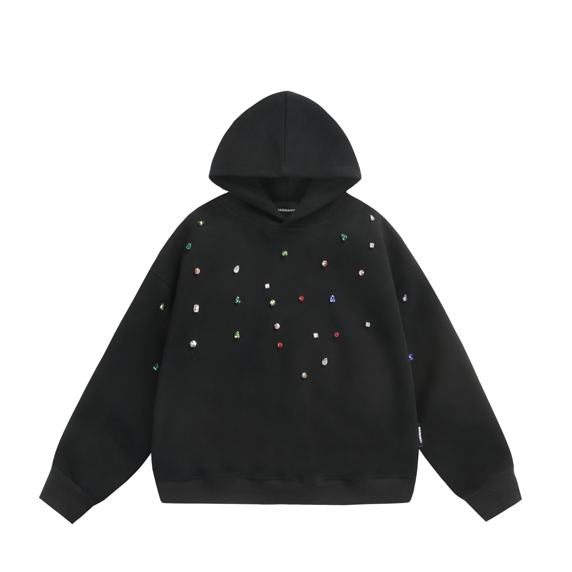 Women's Oversized Hoodie with Rhinestone Applications and Relaxed Fit Chichicherry