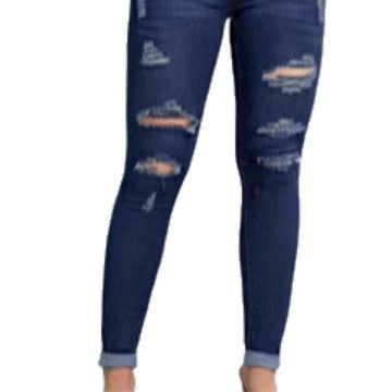 Women's High-Waist Skinny Jeans with Graduated Destroyed Look and Sculpting Fit Chichicherry