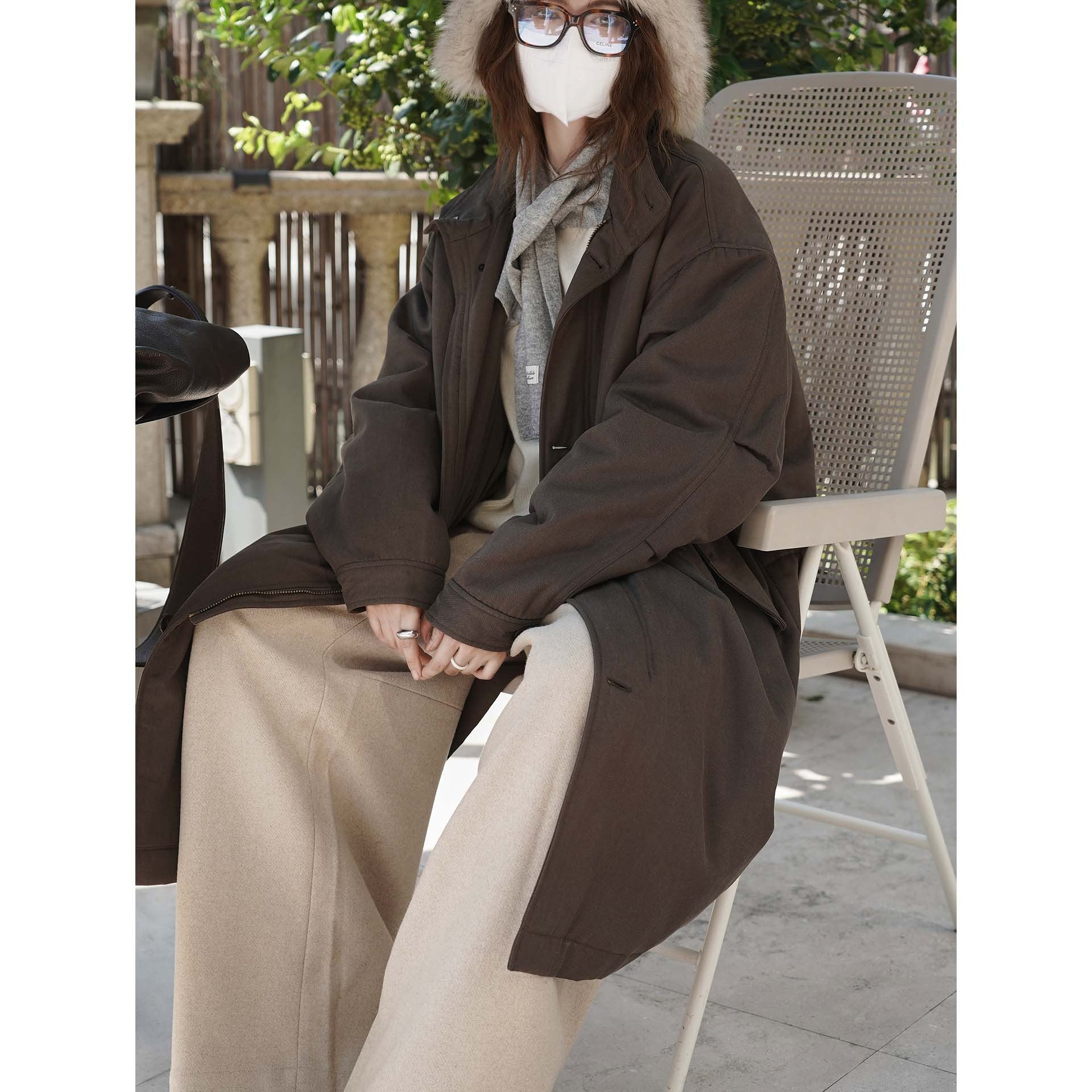 Women's Oversize Parka with Faux Fur Hood and Utility Pockets Chichicherry