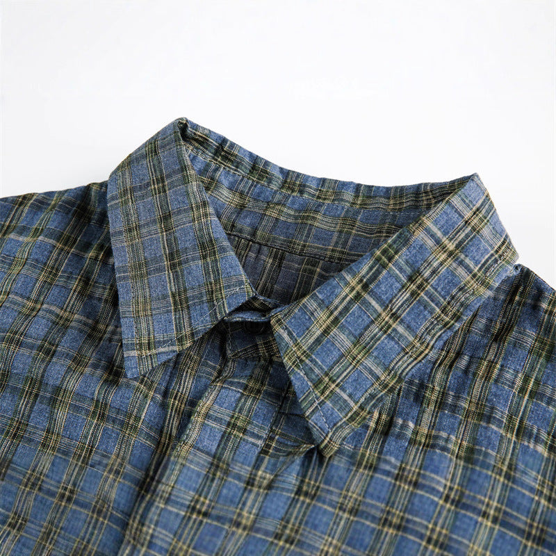 Unisex Checked Overshirt with Drawstring Hem and Concealed Button Placket Chichicherry