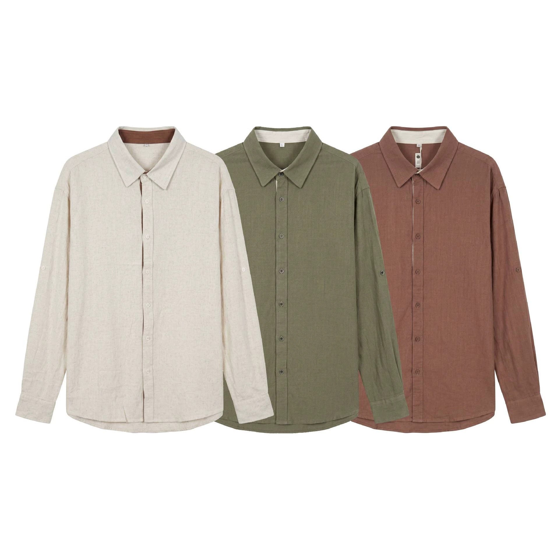Unisex Lightweight Oversized Shirt in Linen Look with Kent Collar and Sleeve Tab Chichicherry