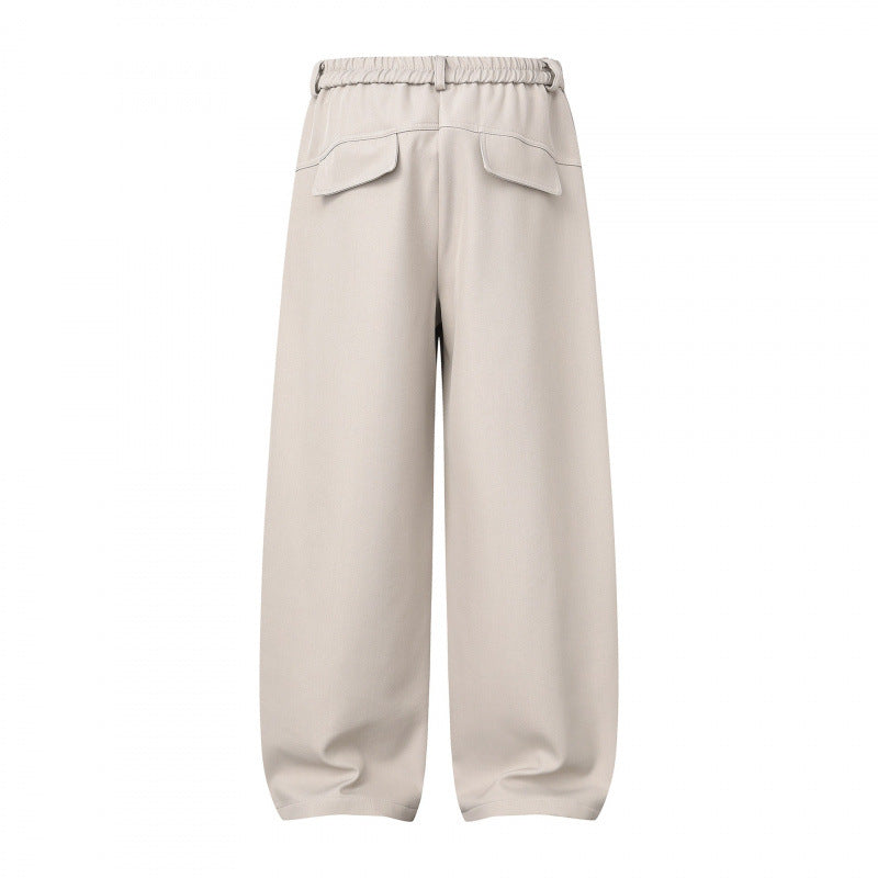 Women Wide Culotte Pants with Knee Patches, Elastic Back Waistband and Patch Pockets Chichicherry