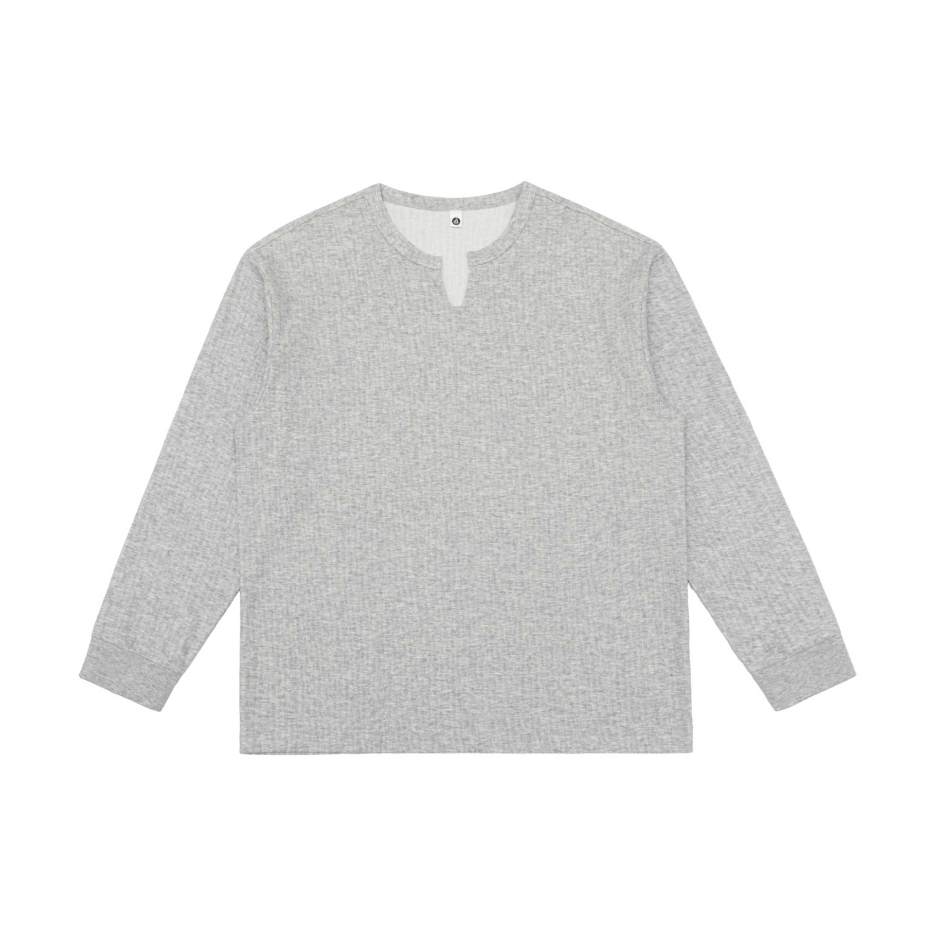 Unisex Lightweight Structured Long Sleeve Shirt with Slit Collar and Ribbed Cuffs Chichicherry