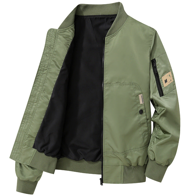 Men's Lightweight Bomber Jacket Made of Nylon with Arm Pocket and Ribbed Cuffs Chichicherry