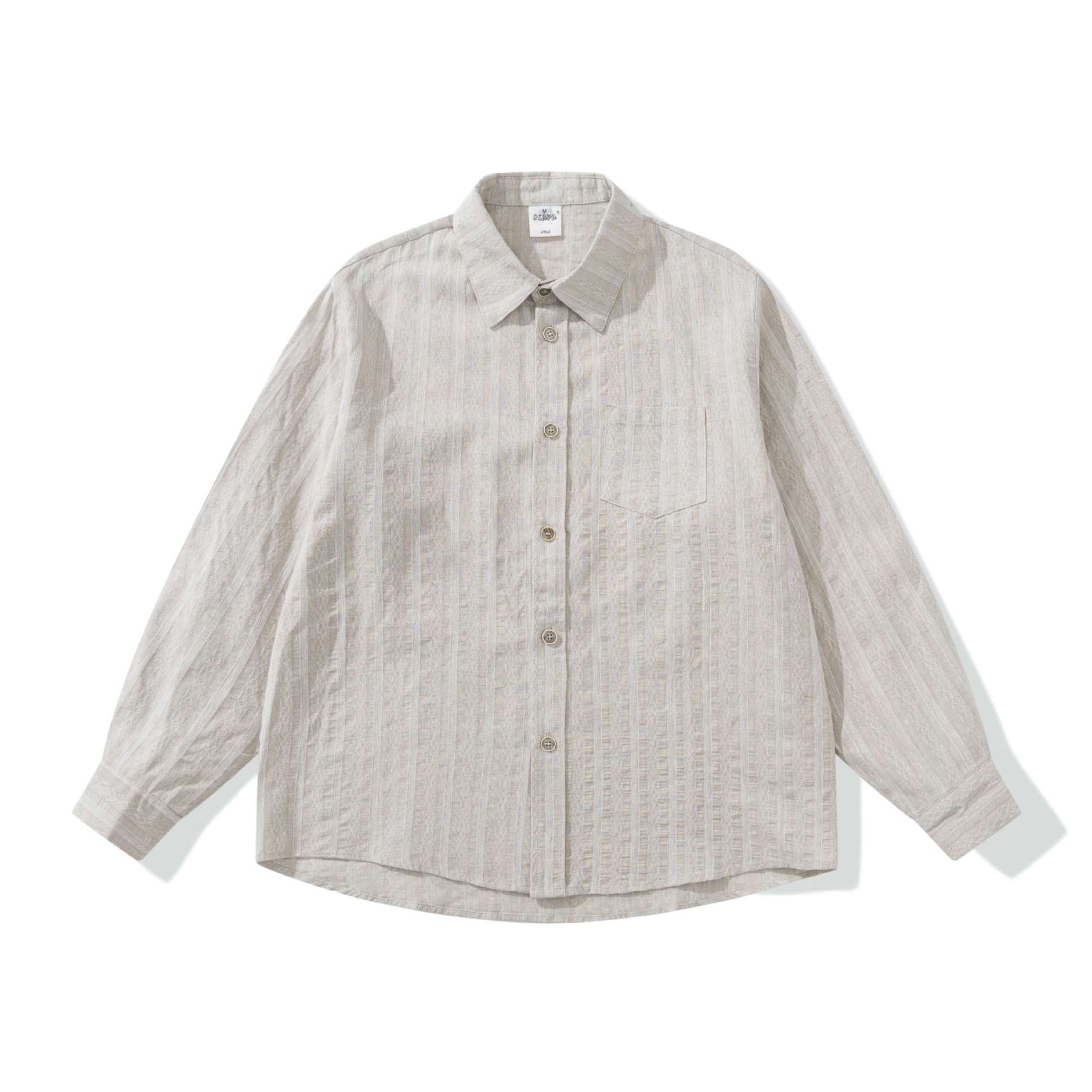 Unisex Loose Overshirt made of linen blend with texture and chest pocket Chichicherry