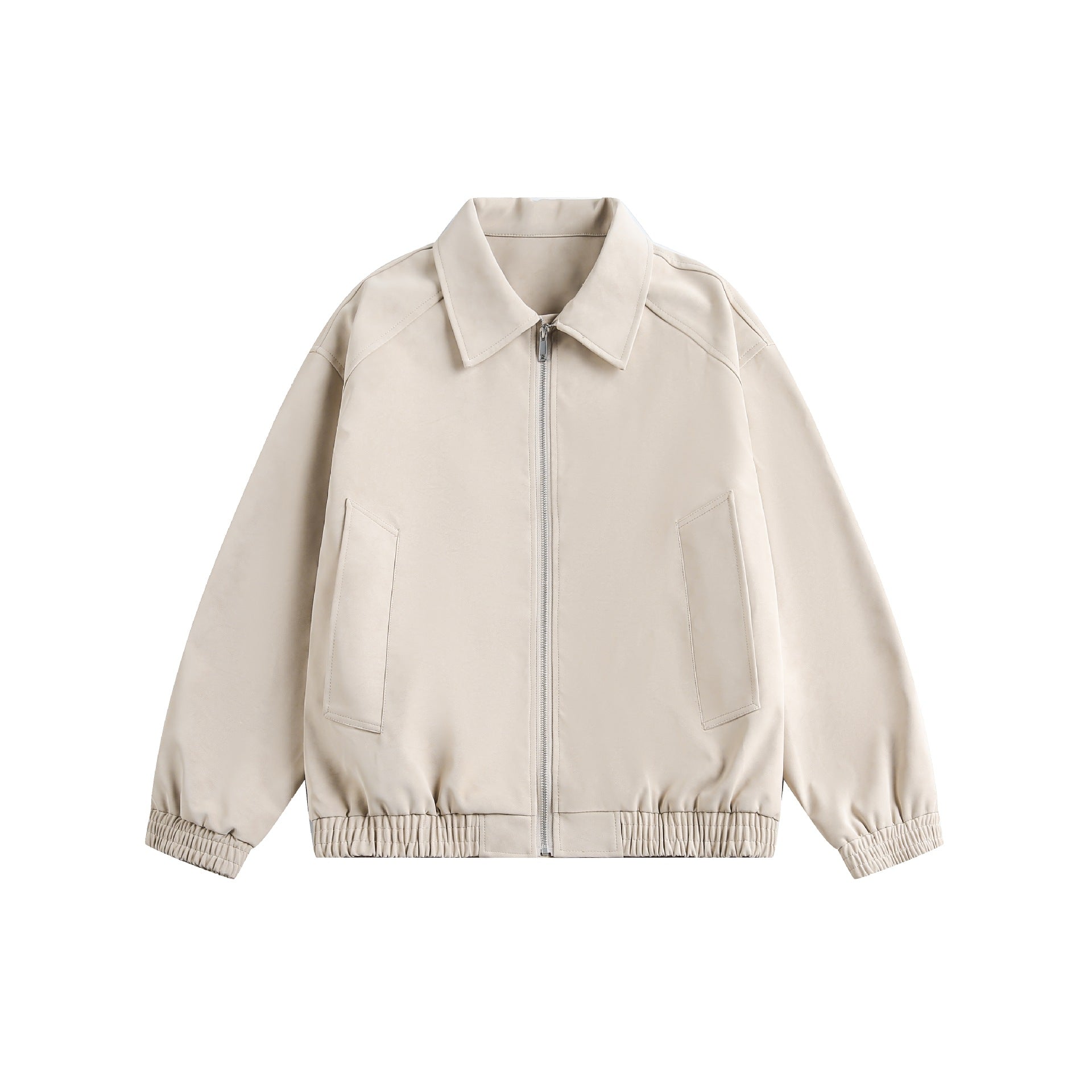 Women's short cut boxy transitional jacket with shirt collar and elastic hem Chichicherry