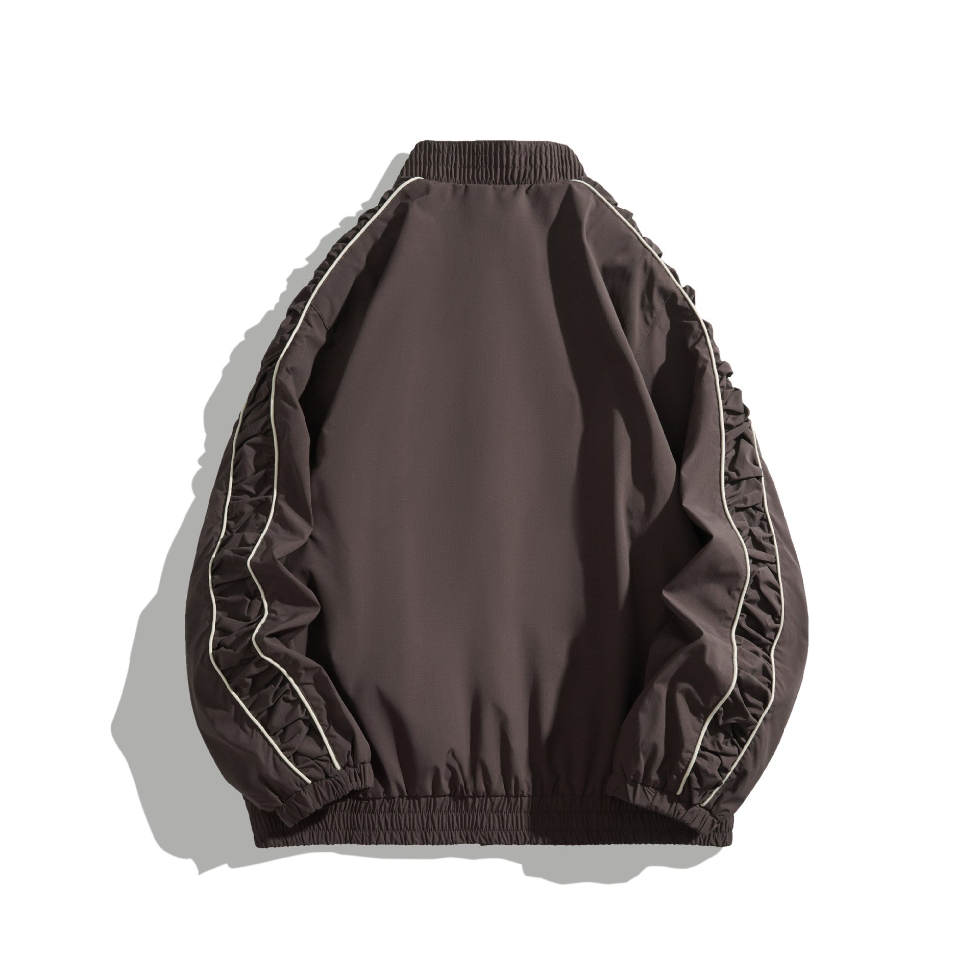 Women's Lightweight Bomber Jacket with Gathered Sleeves and Contrast Piping Chichicherry