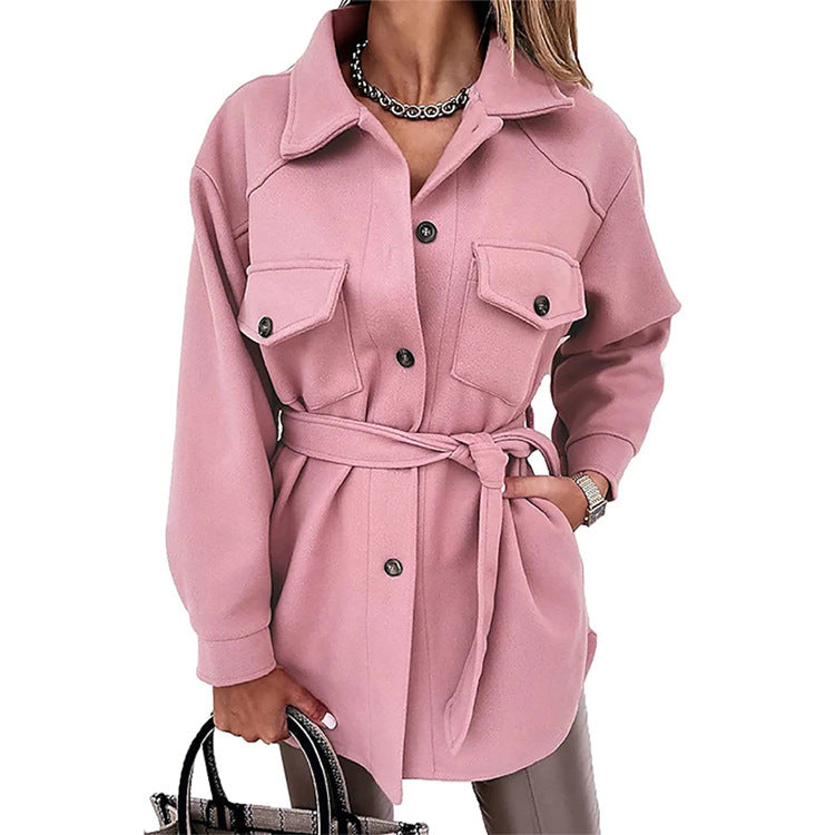 Women's Oversized Shirt Jacket with Flap Pockets Chichicherry