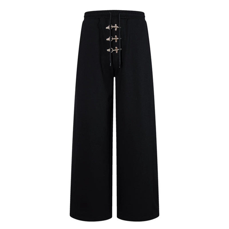 Women’s wide, high-cut sweatpants with metal hook detail and drawstring Chichicherry