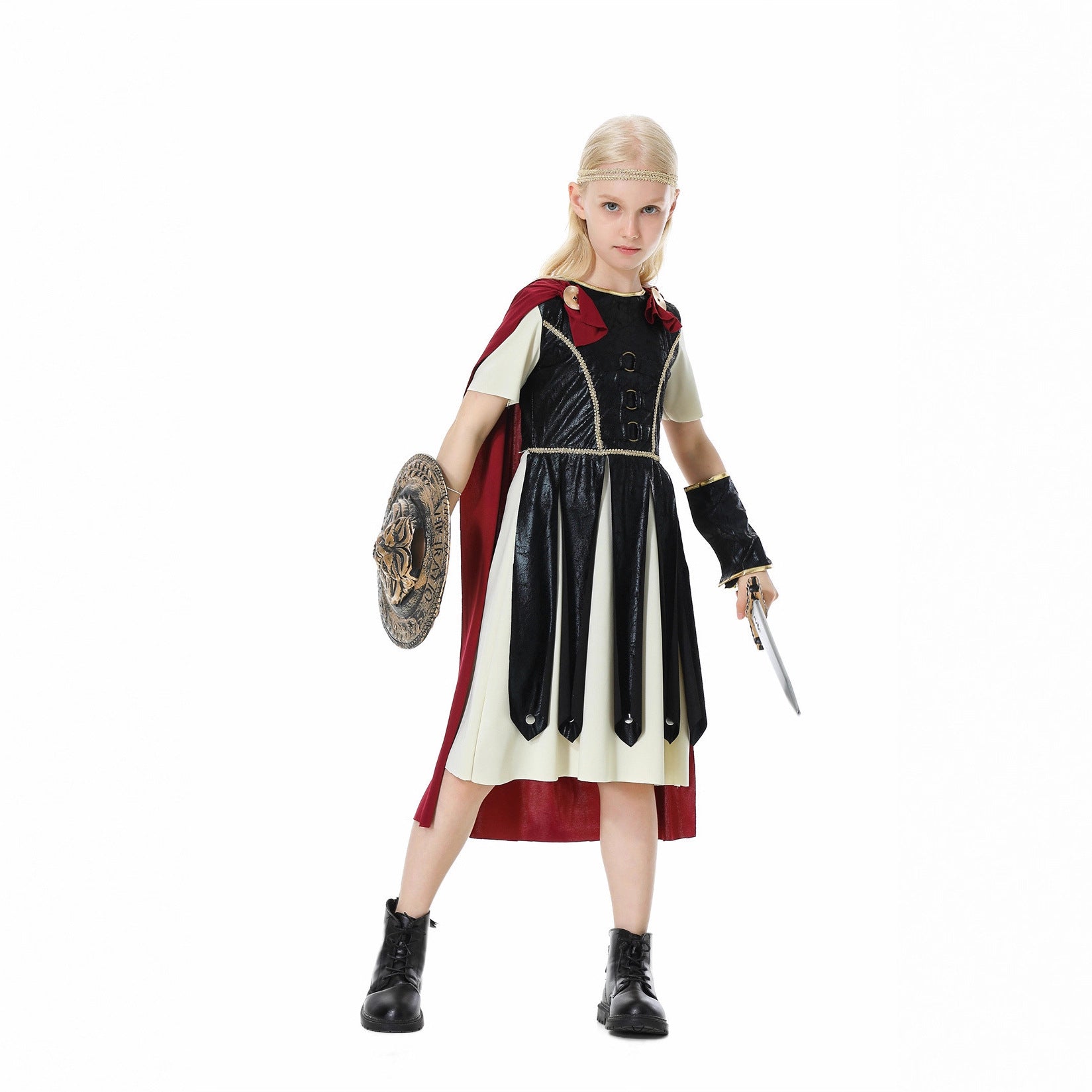 Girls Gladiator Costume with Cape and Accessories Chichicherry