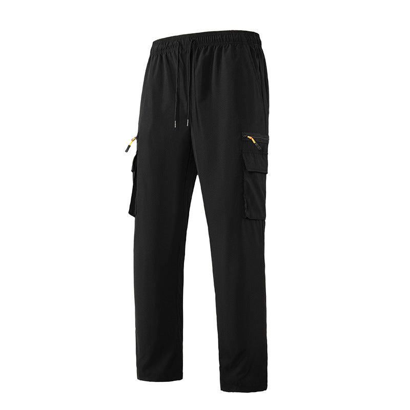 Men's Breathable Cargo Lounge Pants with Elastic Waistband, Drawstring & Multi-Pockets Chichicherry