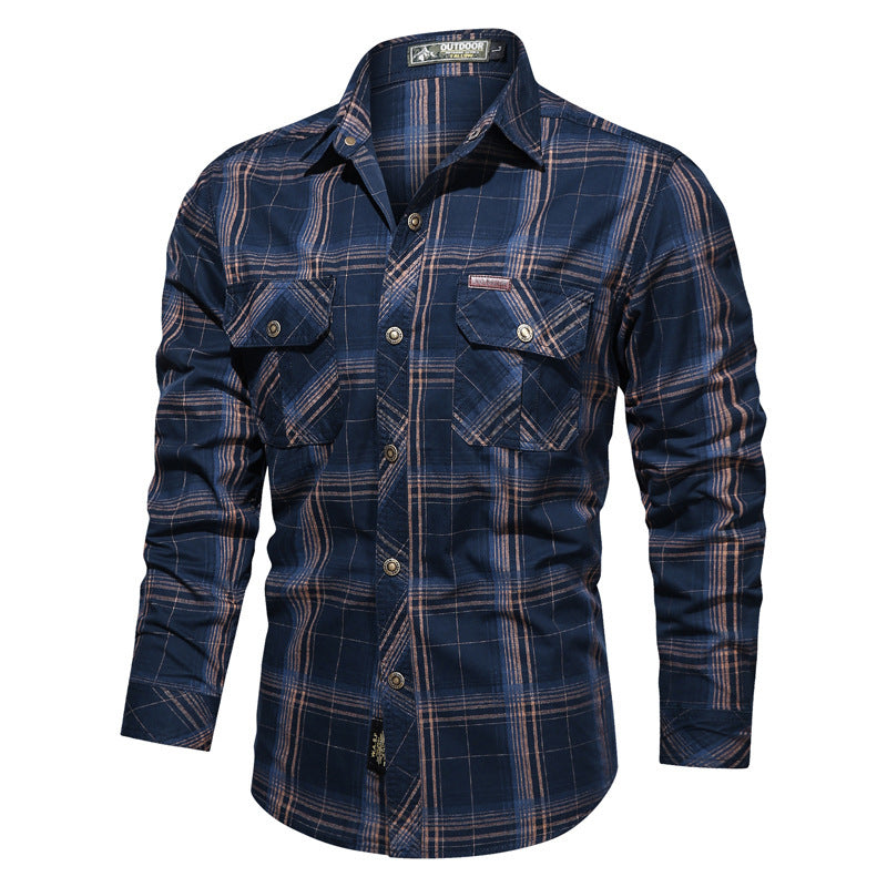 Men's checked utility shirt with chest flap pockets and reinforced canvas finish Chichicherry