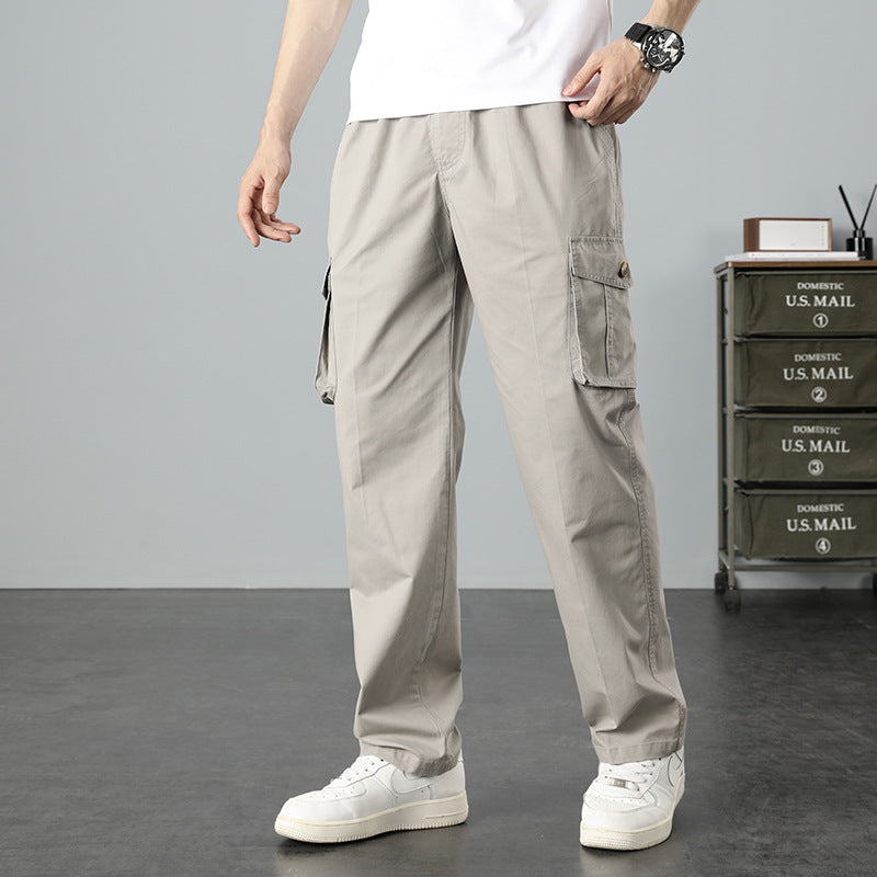 Men's Casual Canvas Cargo Pants with Large Flap Pockets, Relaxed Fit & Reinforced Seams Chichicherry