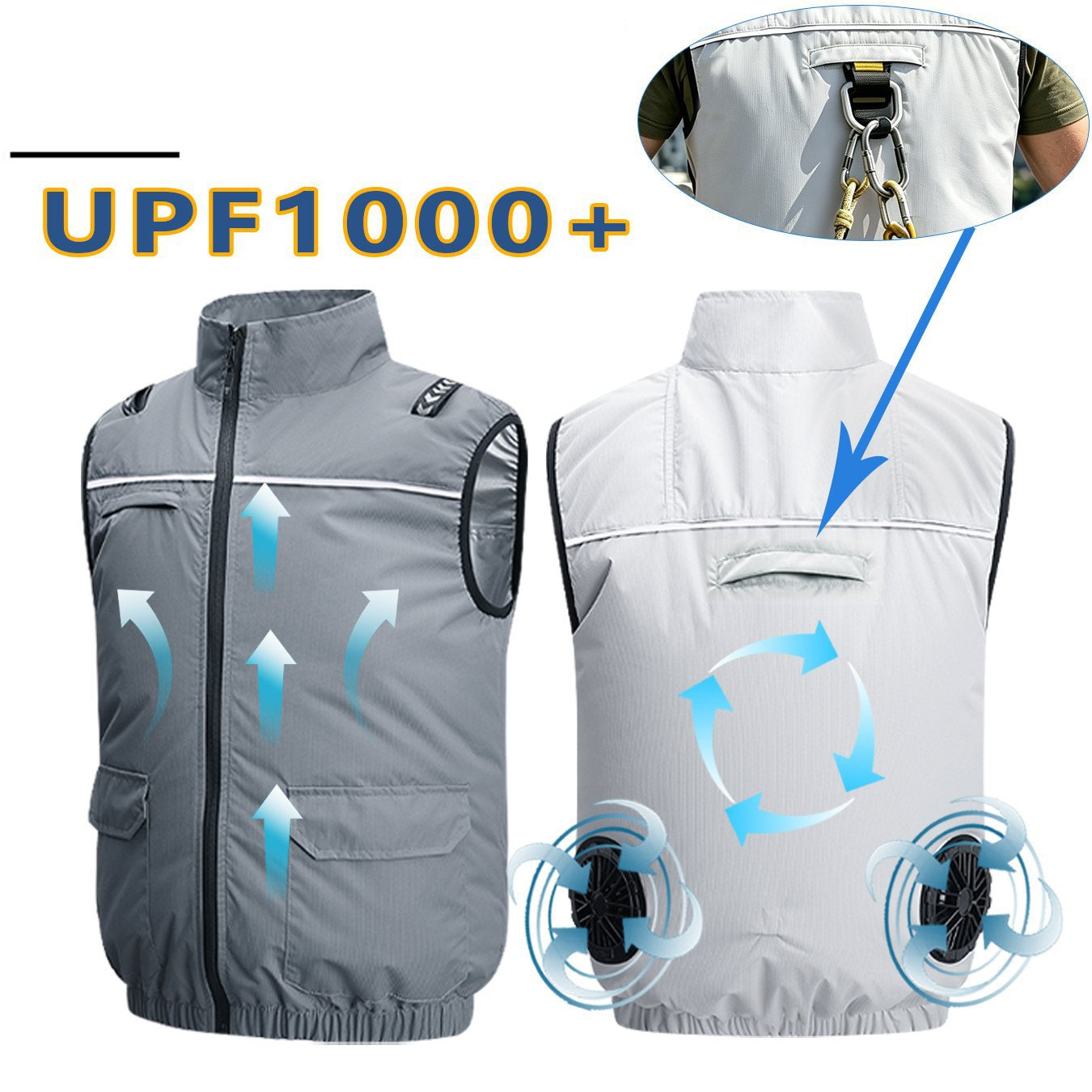 Unisex nan lightweight cooling work vest with integrated fans and external battery Chichicherry