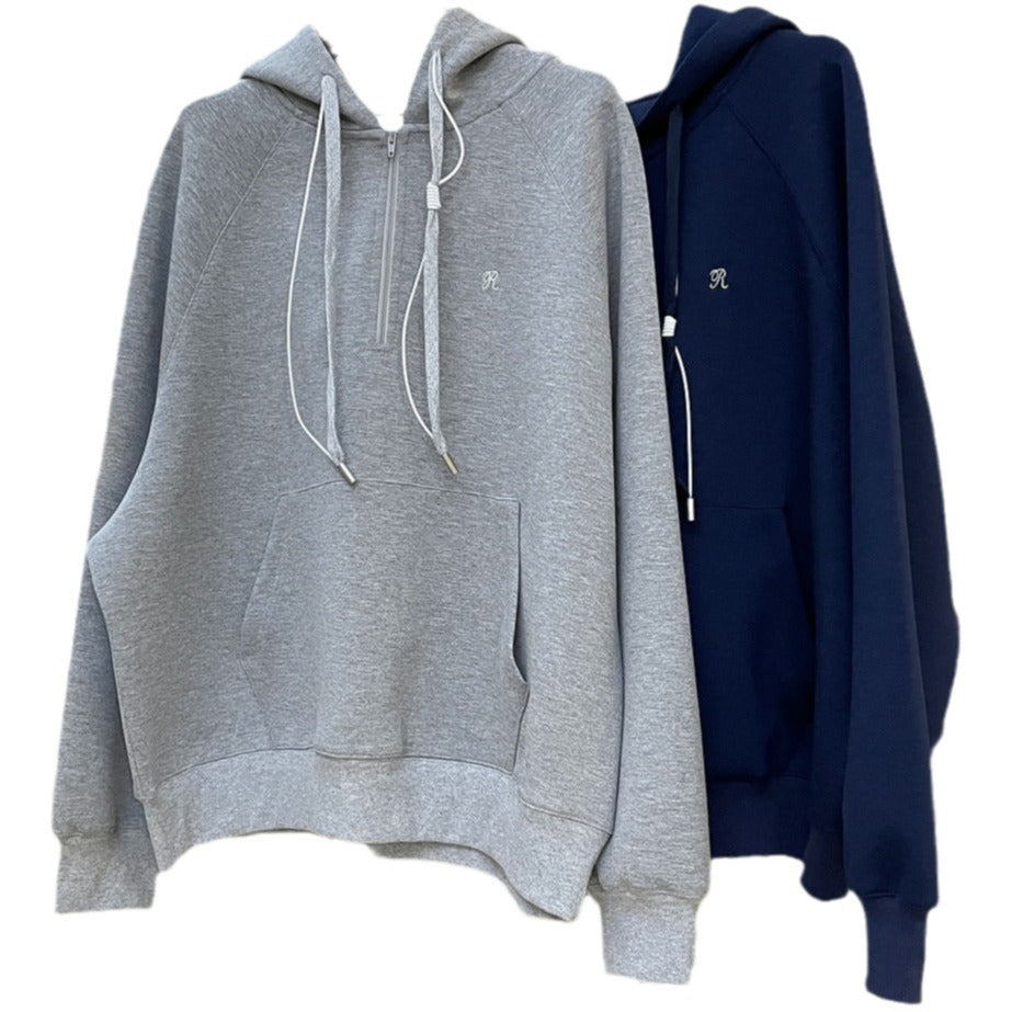 Women's Oversized Hoodie with Half Zip, Kangaroo Pocket and Relaxed Fit Chichicherry
