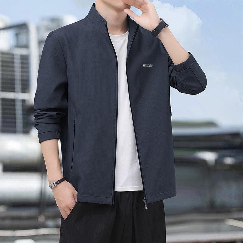 Men's Lightweight Everyday Softshell Jacket with Stand-Up Collar, Wind-Resistant Membrane and Zipper Pockets Chichicherry