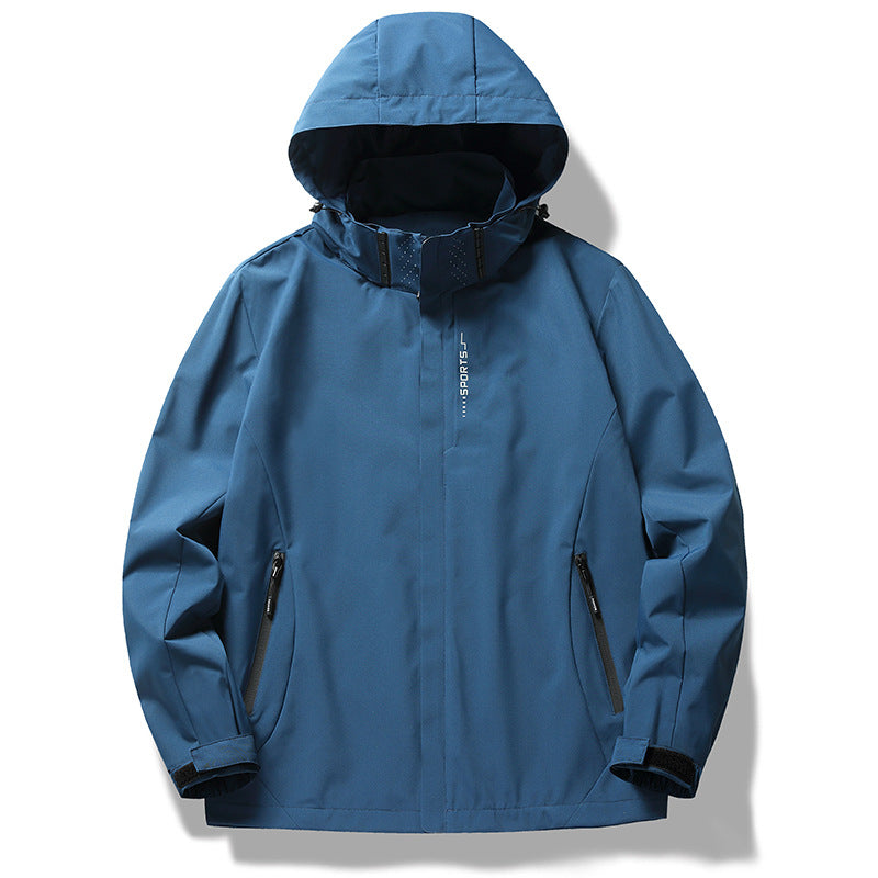 Men's Three-Layer Softshell Jacket with Hood, Wind Flap and Water-Repellent Zippers Chichicherry