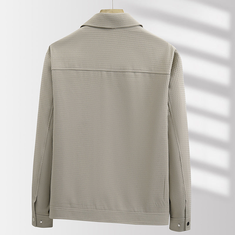 Men's lightweight textured shirt jacket with snap buttons and patch pockets Chichicherry