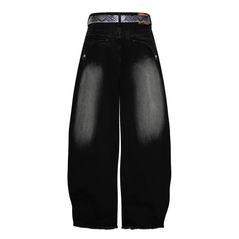 Women Wide Denim Culotte with High Waist and Bandana Belt Chichicherry