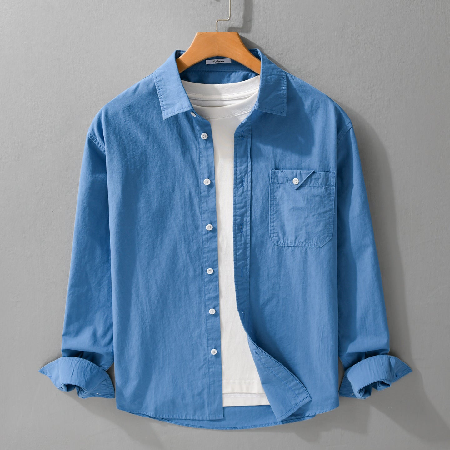 Men's layered shirt with integrated T-shirt layer and patch chest pocket Chichicherry