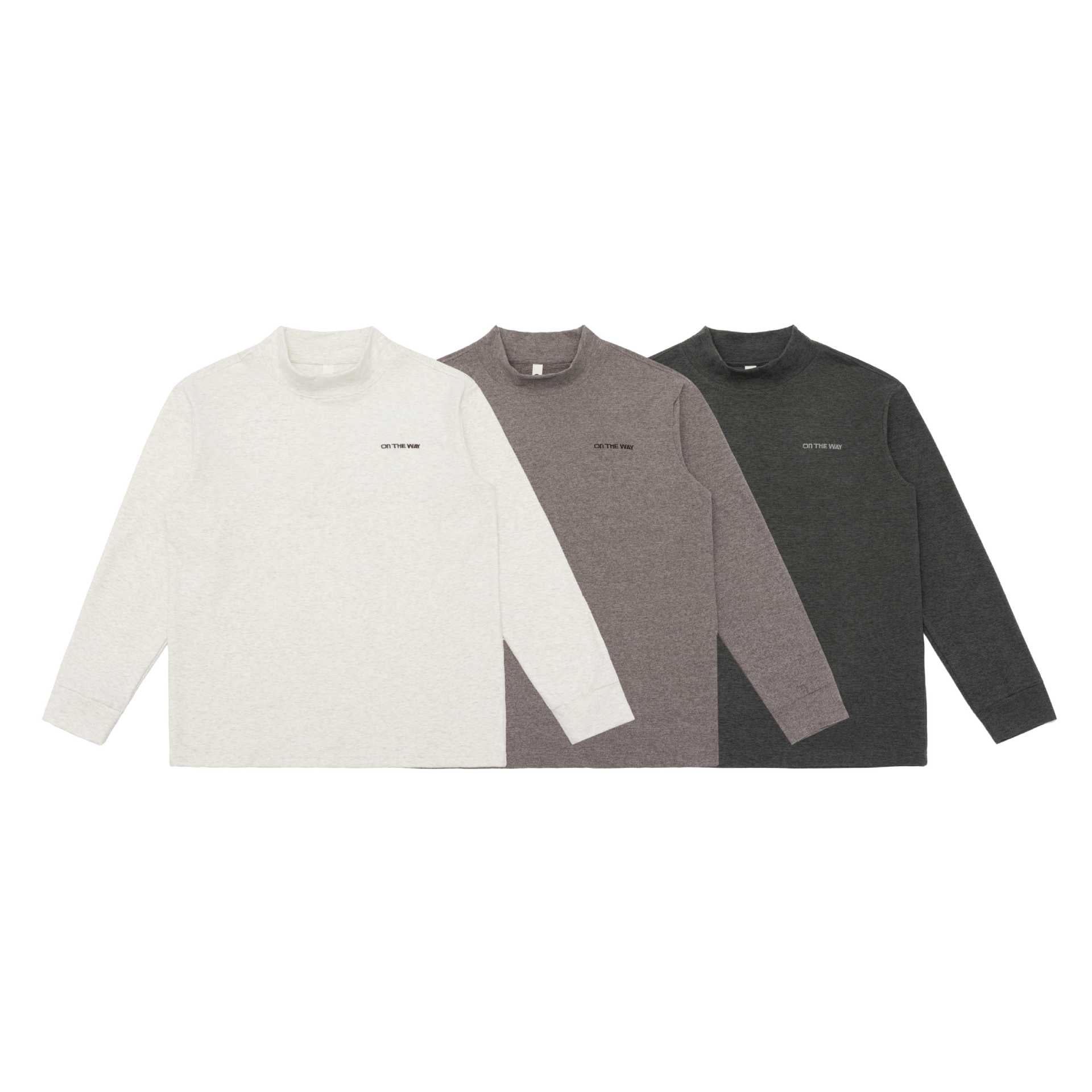 Unisex finely structured mock neck pullover made of cotton blend with subtle chest embroidery Chichicherry