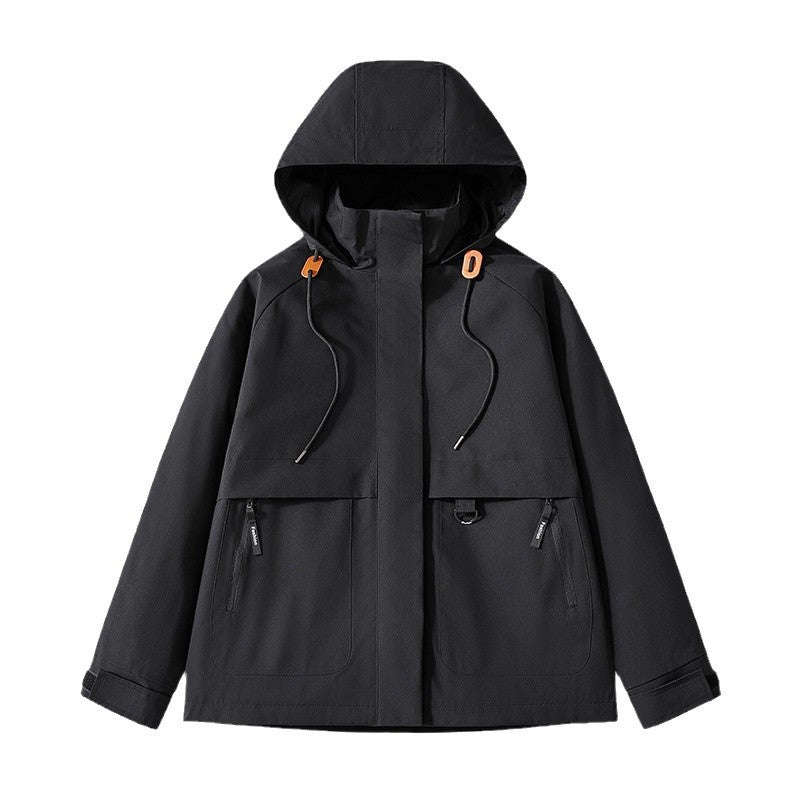Men's Minimalist Functional Hoodie Jacket with Concealed Zipper Pockets & Drawstring Chichicherry