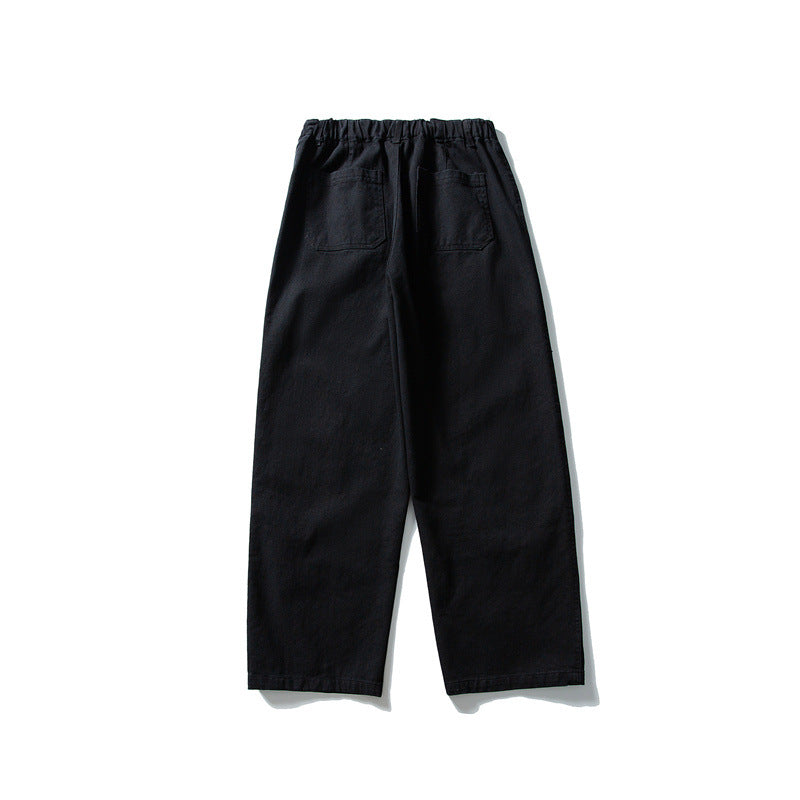 Men's loose Utility work trousers with applied patch pockets and elastic waistband Chichicherry