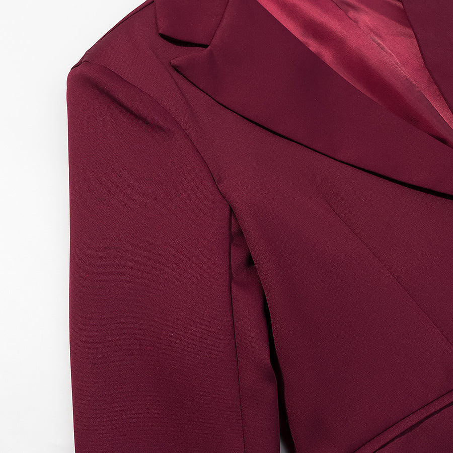 Women Tailored Single-Button Blazer with Soft Lapel, Lined Interior and Flap Pockets Chichicherry