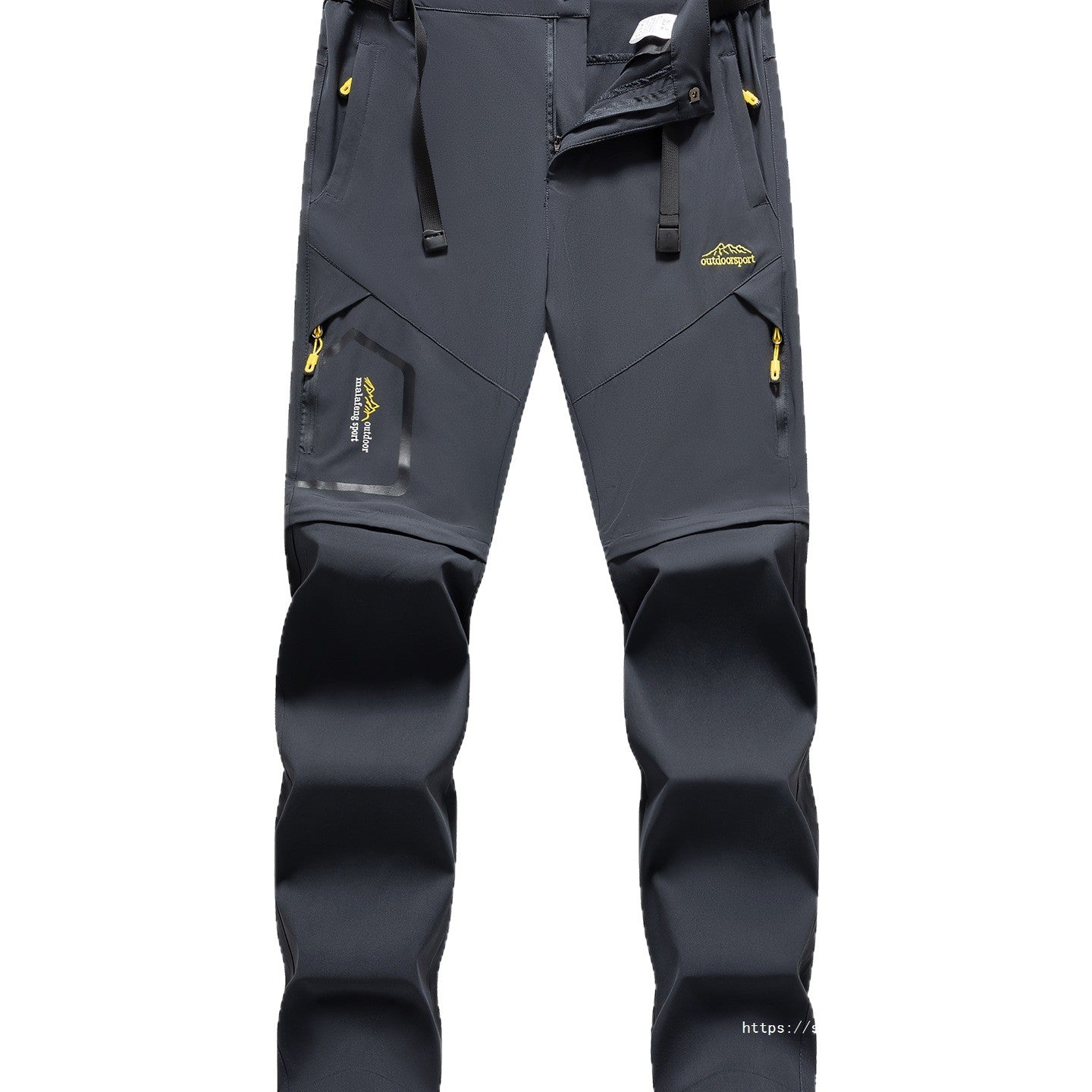 Men's Technical Softshell Zipper Hiking Pants with Removable Legs and Adjustable Belt Chichicherry