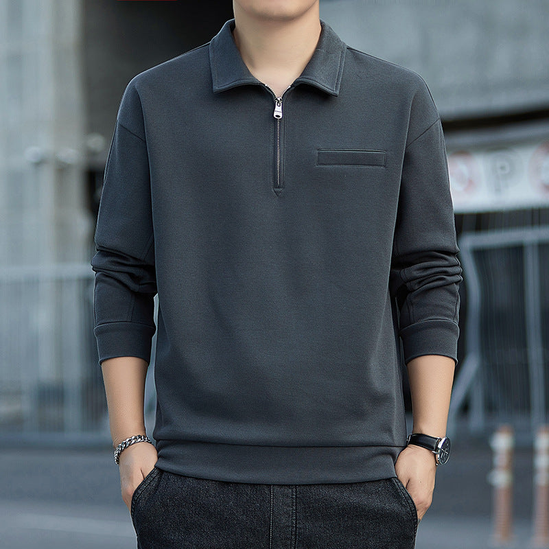 Men's Half-Zip Sweatshirt with Polo Collar and Chest Pocket Chichicherry