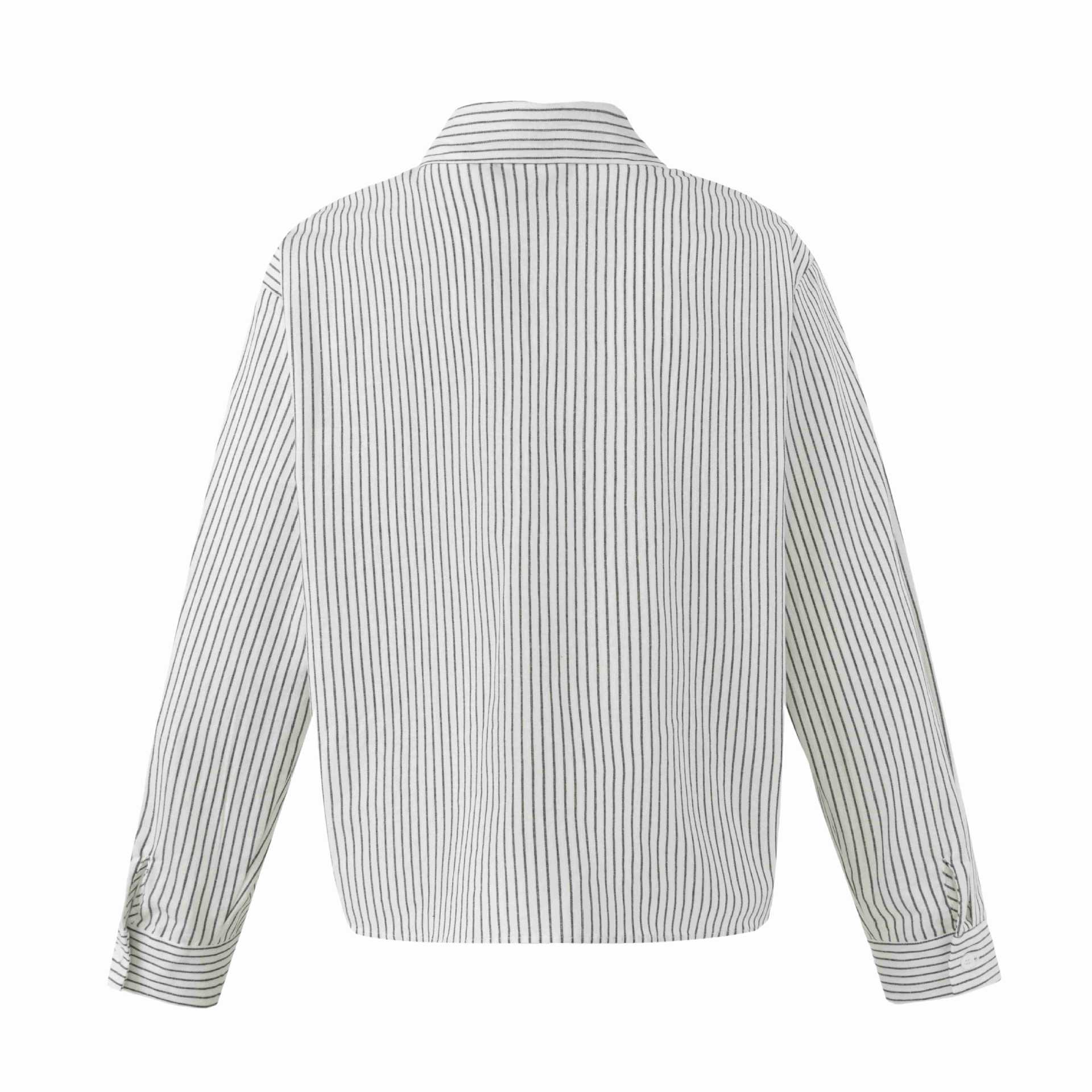 Women's Oversized Shirt Blouse with Fine Stripes and Kent Collar Chichicherry
